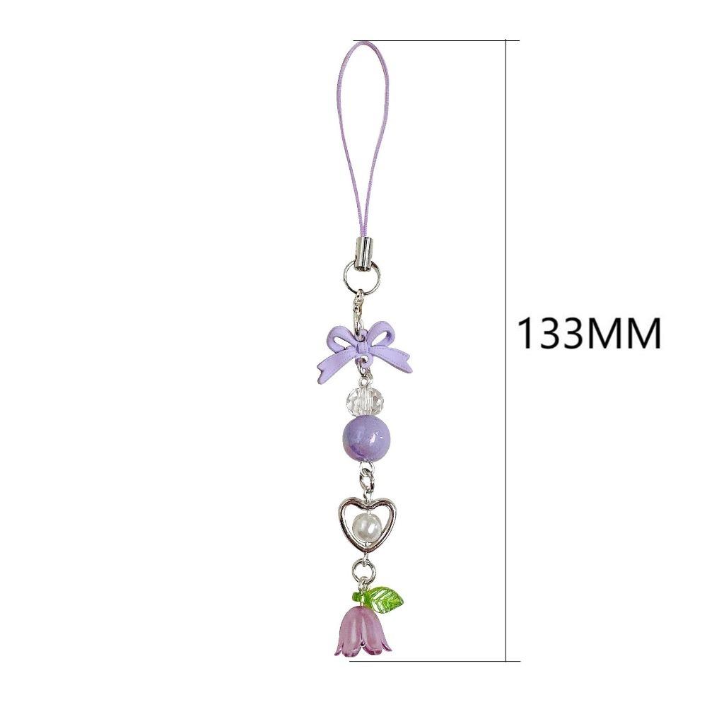 Bow Bead Phone Chain Anti-loss Cell Phone Strap Mobile Accessories Mobile Phone Lanyard  Woman Girl