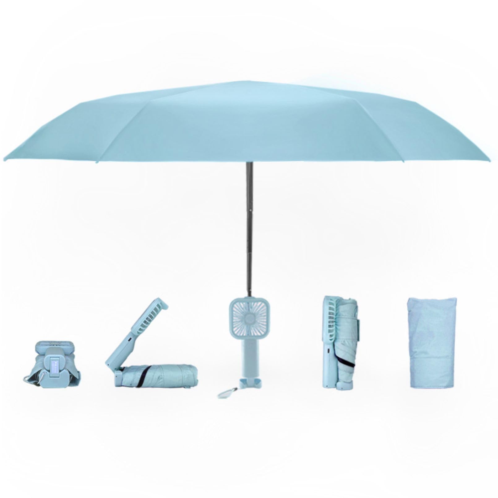 

CAWKAY Складной зонт от солнца с 6 УФ-защитой Складной зонт для дождя или солнца Веер, Ребра, Защита, Защита, Ветрозащитный, Водоотталкивающий, Легкий, синий