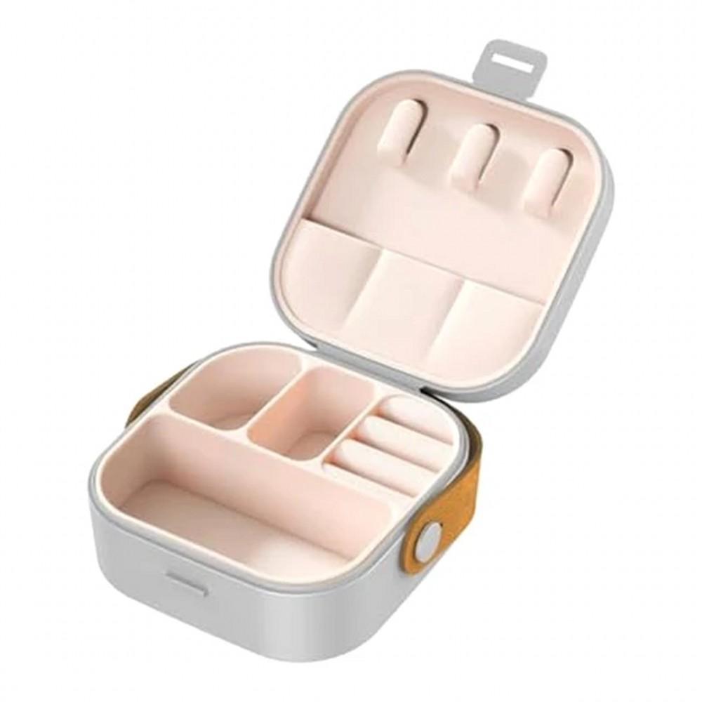 

Органайзер для украшений Дорожный футляр для переноски для женщин Многофункциональный Портативный Органайзер для серег Футляр для украшений с ручкой серый