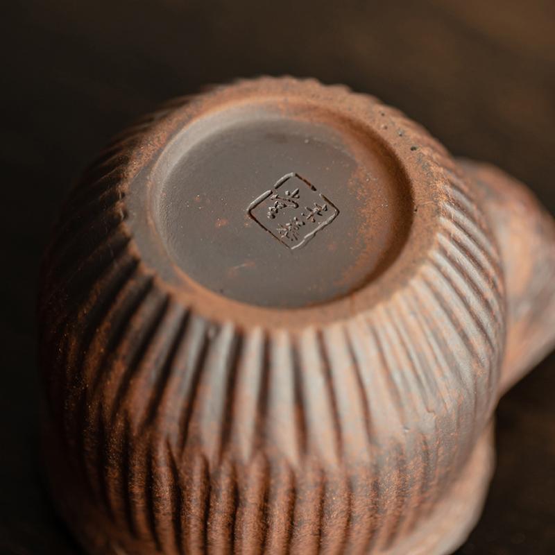 350ml Creative Old Rock Hliněná čajová konvice Ručně vyráběná proužek Hrubá hrnčířská konvice pro domácnost Konvice na přípravu čaje s filtrem Nádobí Craft