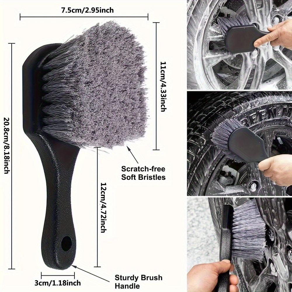 Soft Bristle Car Wheel Brush Non-Slip Plastic Handle Scratch-Free Tire Cleaning Tool