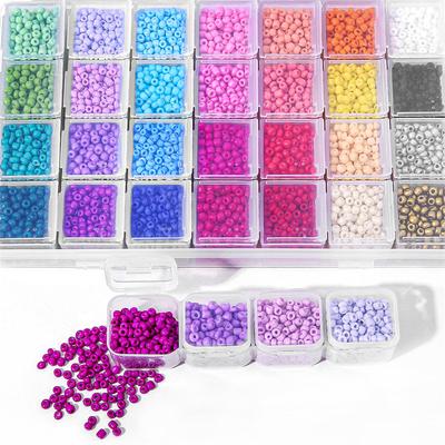 1Box Beads Kit 3mm 28 Colors Glass Seed Beads Plastic Alphabet Letter Heart Beads Kit For DIY Jewelry Making Bracelet Necklace Earring Accessories