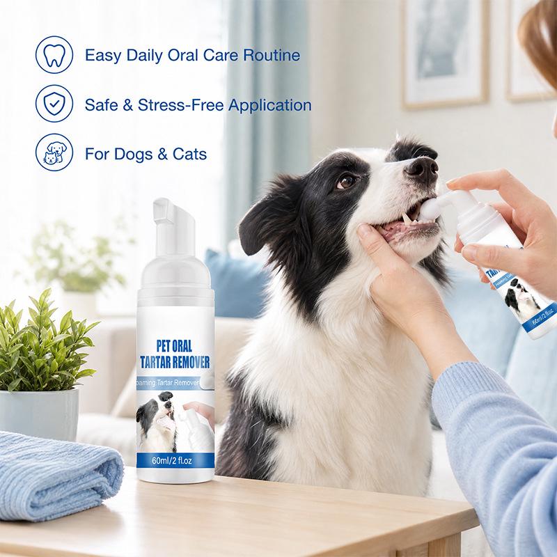 Furriyo Pet Tartar Remover Foam for Cats & Dogs - Fresh Breath & Oral Care