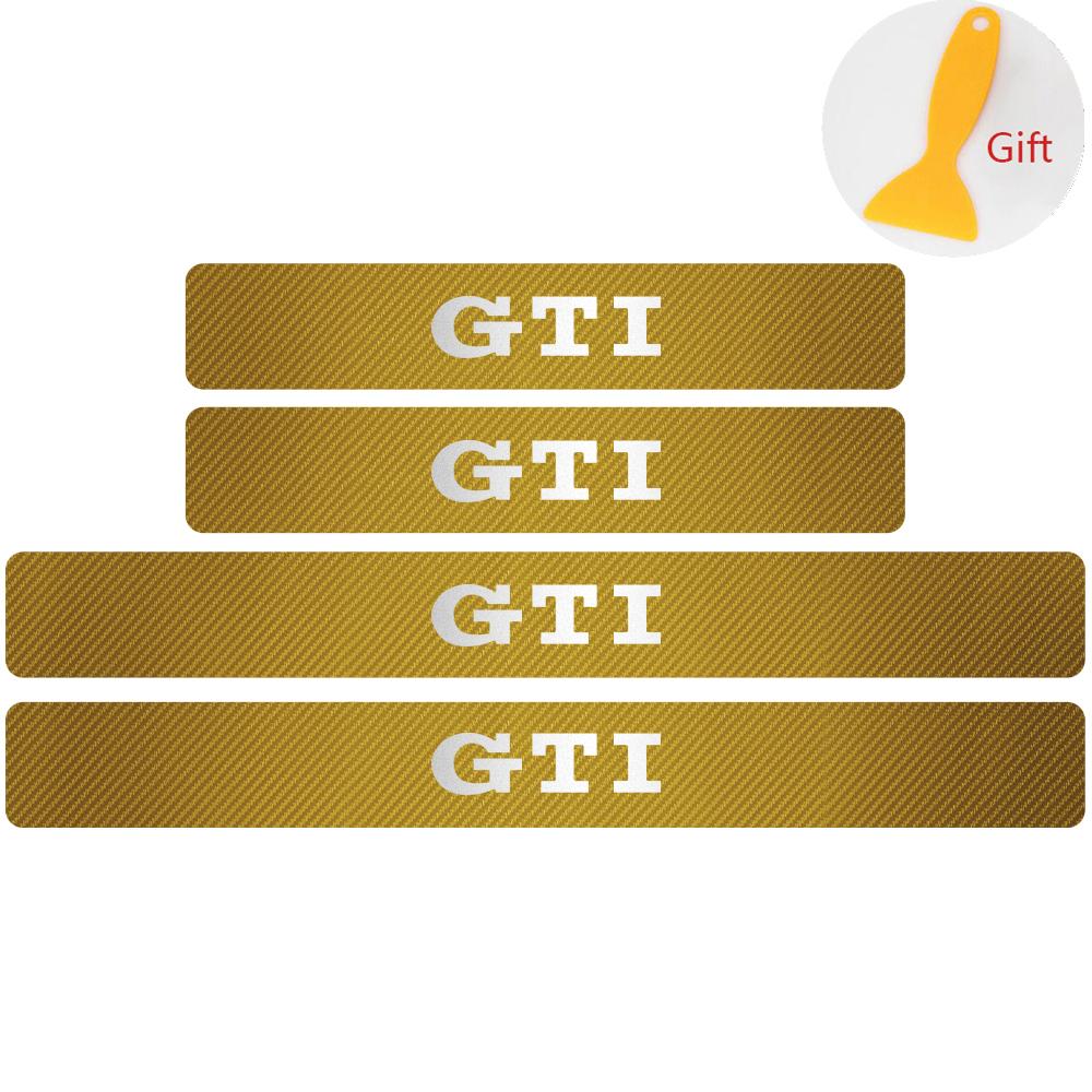 4Pcs Car Door Carbon Fiber Sill Scuff Plate Decoration Sticker For Volkswagen GTI Golf Caddy Passat CC Lavida Sagitar Scirocco CWT1