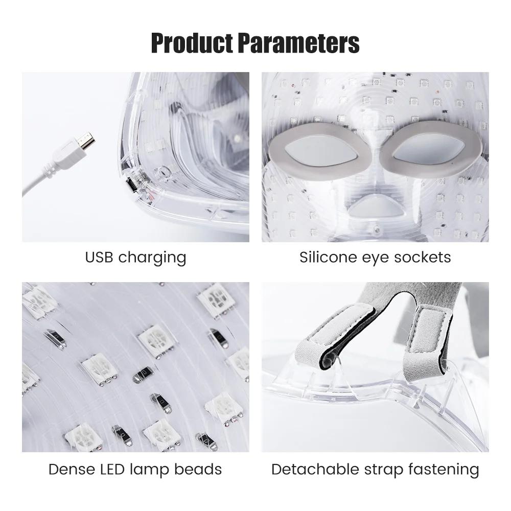 7 Colors LED Face Mask - Rechargeable Photon Light Therapy Beauty Device for Skin Care & Anti-Aging