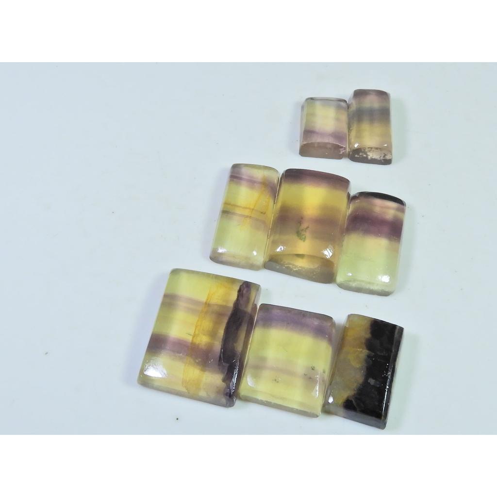 143Cts. Natural Rainbow Fluorite Octagon Cabochon Loose Gemstone 08 Pcs Lot C-919