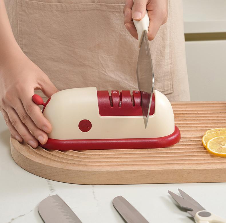 

Electric Knife Sharpener Rechargeable Compact Household Knife Grinder Fast Sharpening Stone Tool Suitable for Various Kitchen Knives one size червоний