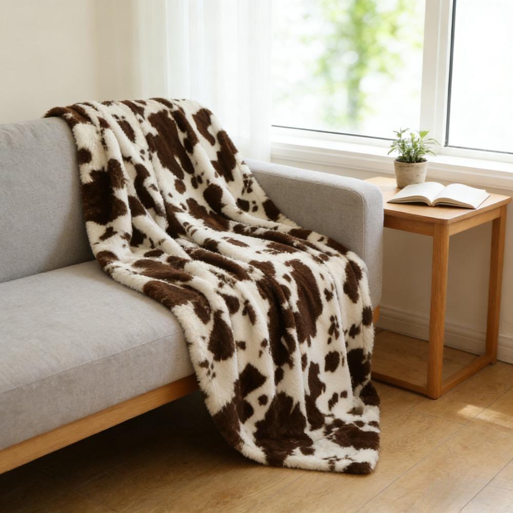 Cozy Printed Milk Flannel Blanket Leopard Design Sofa Throw Blanket for Home