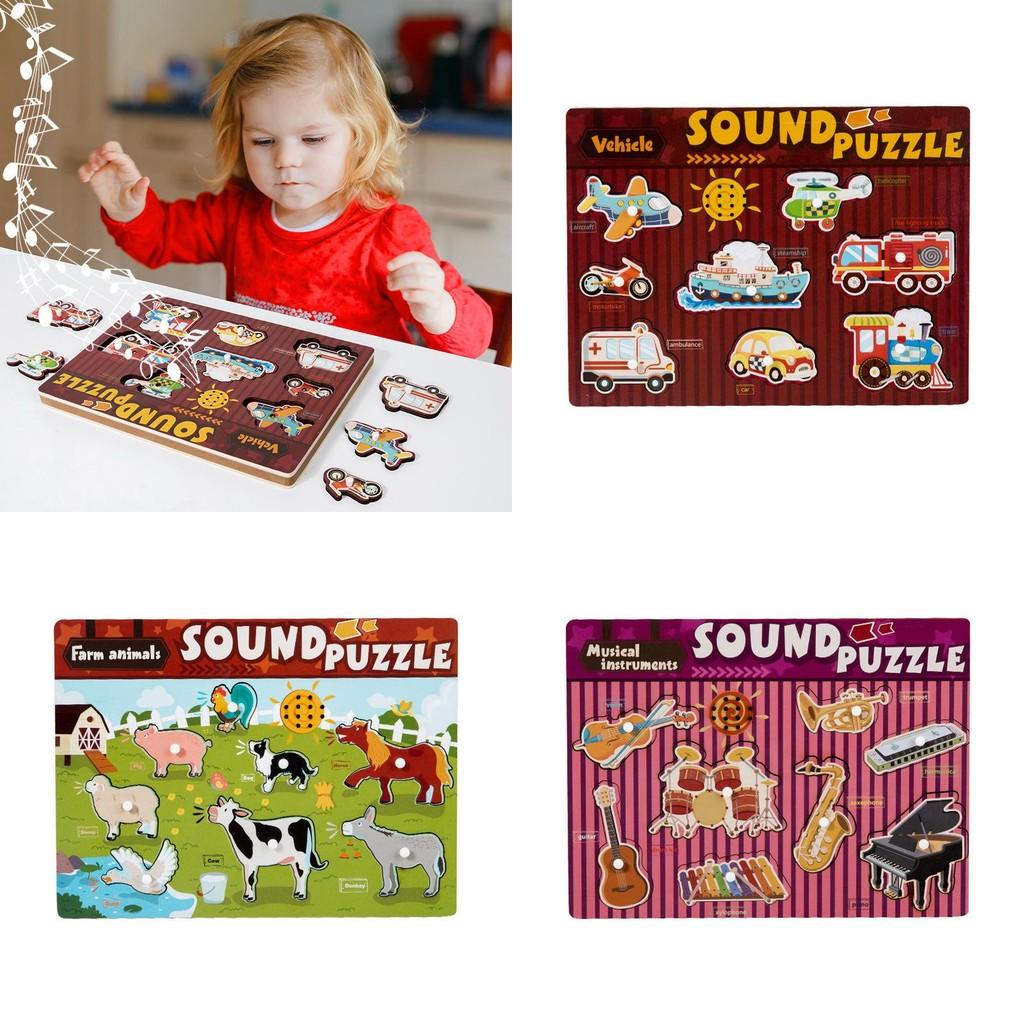 Wooden Animal Sound Puzzle For Kids Education Interactive Learning Toy