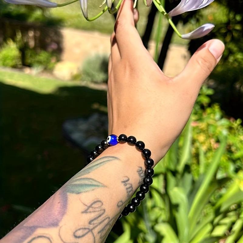 Demon Eye Beaded Bracelet Natural Stone Handmade Lucky Charm for Yoga Meditation  Spiritual Wellness