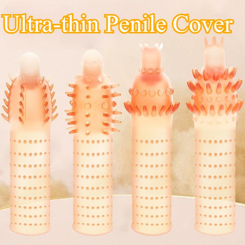 Penis Covers Extender Men's Wolf Teeth Condoms Crystal Penis Sleeve Condoms Cock Ring Adult Sex Toy For Adult Sex Male Lasting