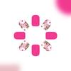 24 Pcs Flowers False Nail Solid Color Artificial Nail Glossy Full Cover Stick on Nail Short Square Press On Nail