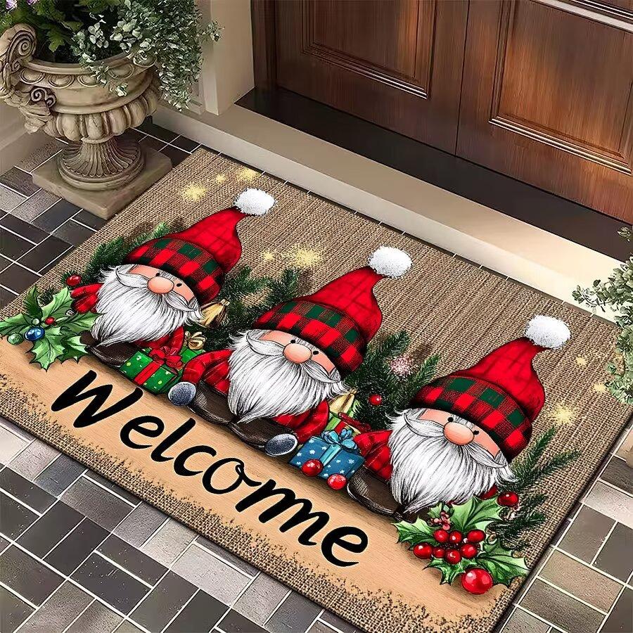 Christmas Doormat - Crystal Velvet Non-Slip Rug for Entryway, Bathroom, Festive Holiday Decor Holiday Welcome Mat