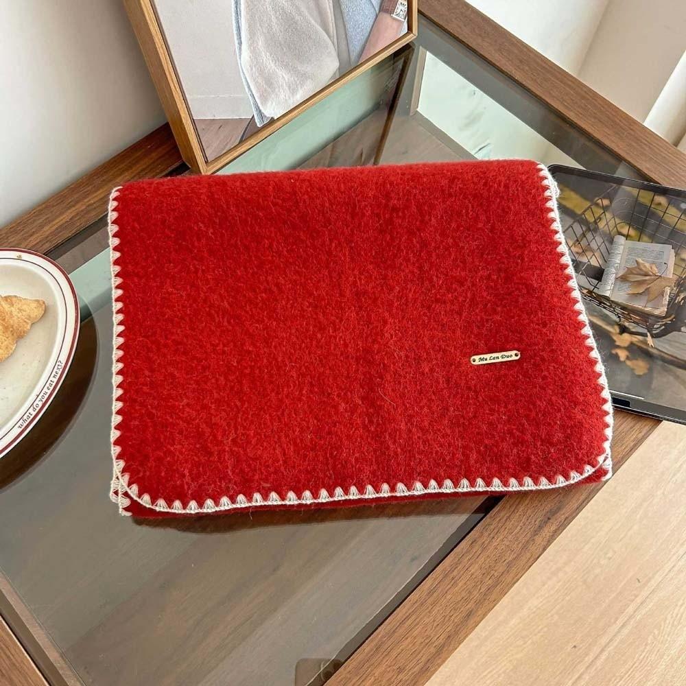 Soft Lock Edge Winter Scarf Solid Color Women Warmer Scarf Shawl Long Thickened Neckscarf Couple