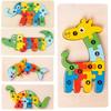 Holz 3D Tier Puzzle Spielzeug für Kleinkinder Elefant, Krokodil, Delfin, T-Rex, Giraffe
