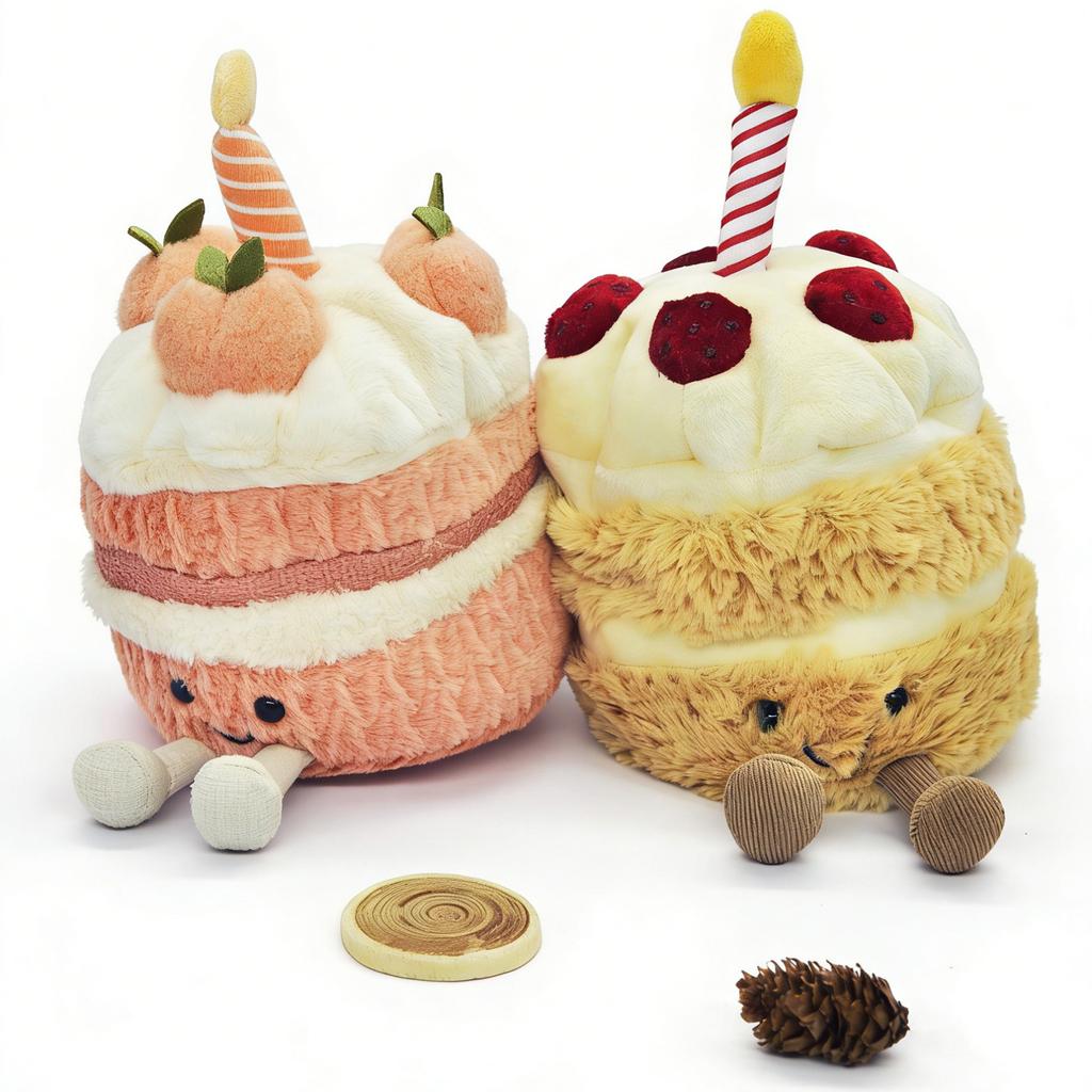 New JC Cute Smiley Face Cake Pink Christmas Gift Party Decoration cake Bear Plush Toy Soft Stuffed Dessert Doll Birthday