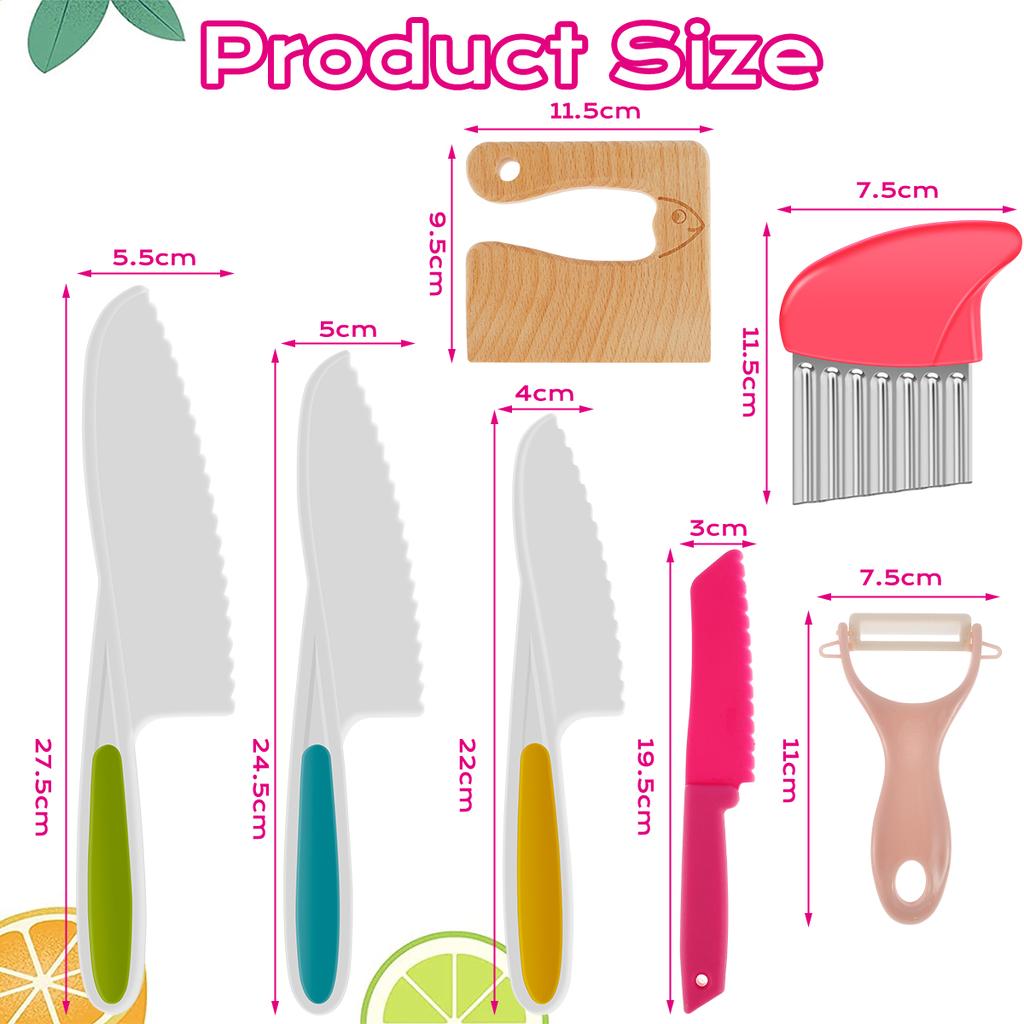 Kids Cooking Cutter Set Baking Knife Toddler Wooden Cutter Plastic Fruit Knives Children's Cooking Tool Knives Kitchen Supplies