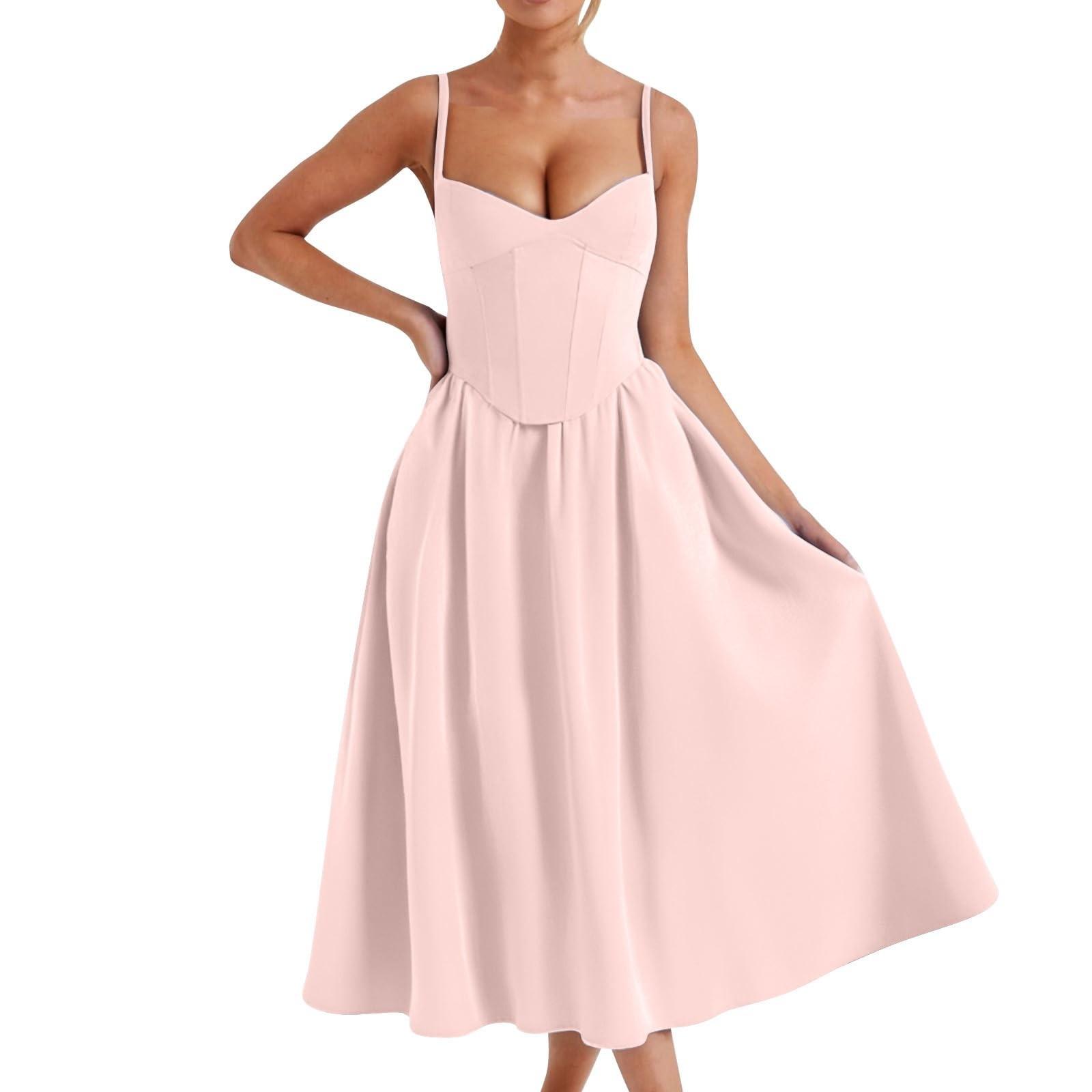 

Женское миди-платье-корсет без рукавов на бретелях-спагетти S белый