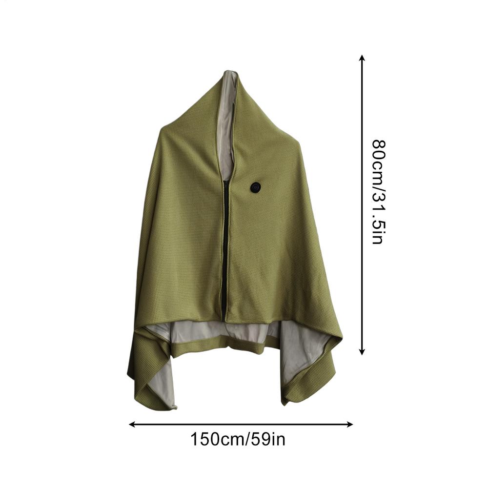 Heated Blanket Shawl 3 Levels Electric Heated Shawl With Zipper Electric Warm Blanket For Camping Office Outdoor Travel Bedroom
