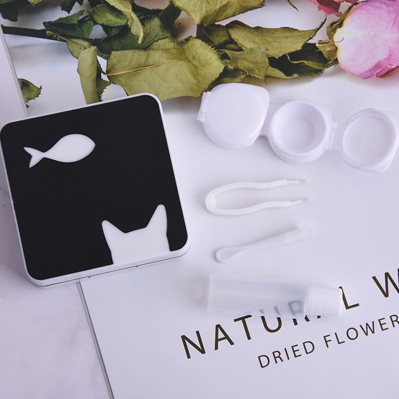 

Контейнер для контактных линз в виде кошачьей головы KL8005 - Черно-белый