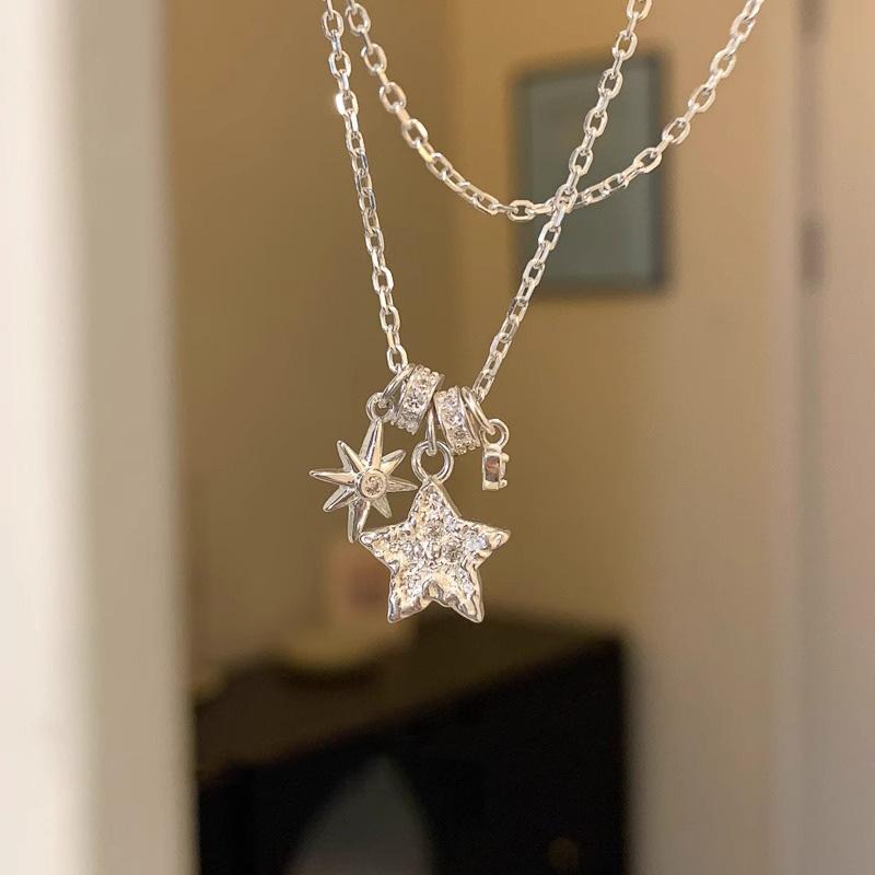 New 925 Silver Star Necklace Personality Charm Geometric Pendant Choker Birthday Gift Women's Fine Jewelry