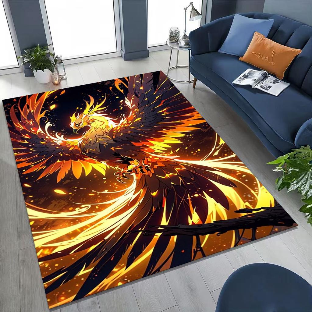 Colorful Rebirth Fire Phoenix Divine Bird Rug for Bedroom Living Room Sofa Home Doormat Decor, Large Kid Play Non-slip Floor Mat