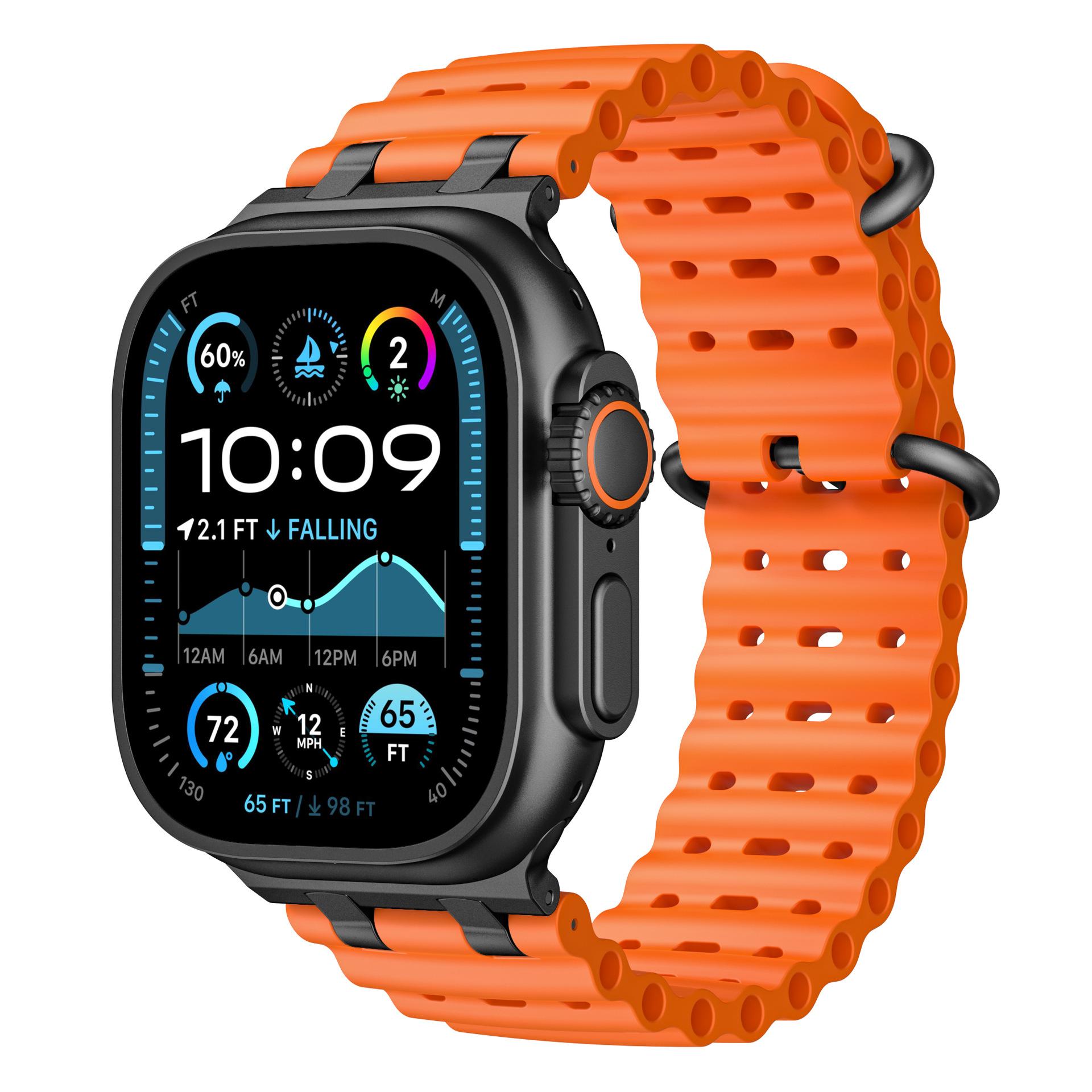 

Силиконовый спортивный ремешок для Apple Watch Ultra 3/2 49 мм 11 10 46 мм 45 мм 44 мм Ремешок Браслет для iwatch Серии 9 8 7 6 SE 49mm(Ultra 3 2)