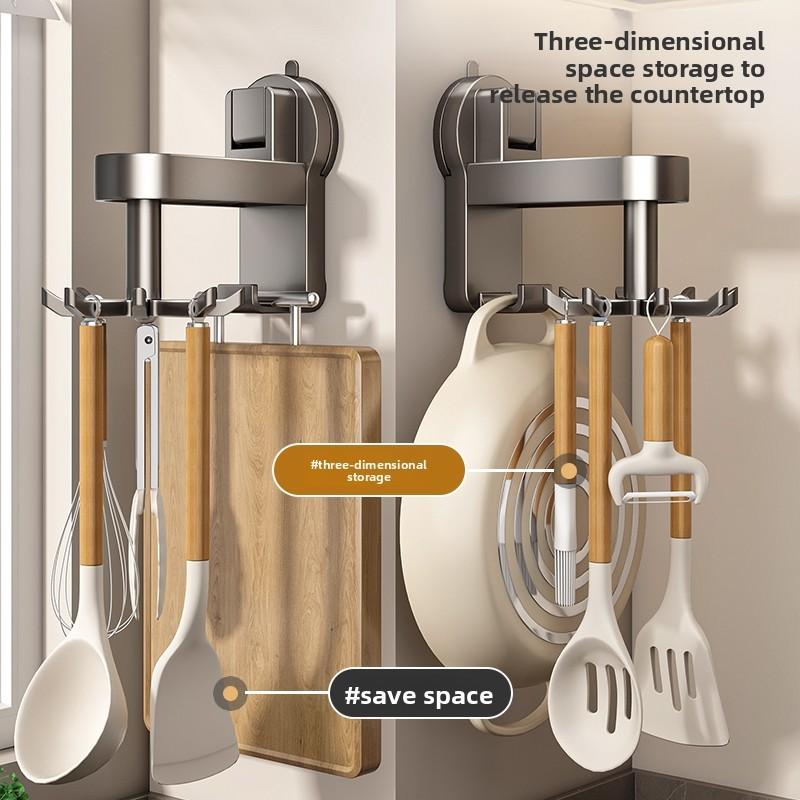 Aluminum Wall Mount Kitchen Hooks With Strong Suction For Utensil Storage