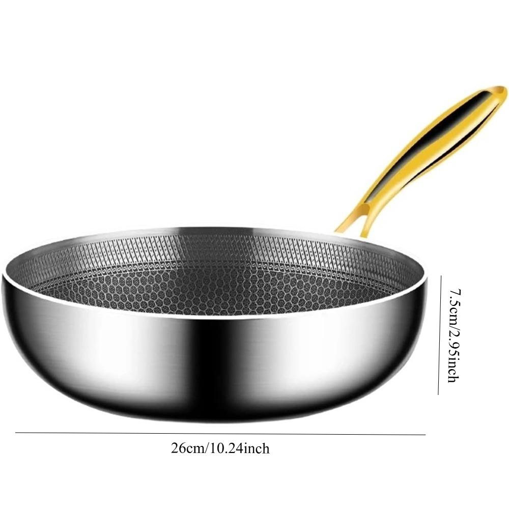 316 Stainless Steel Frying Pan, Non Stick Pan, Kitchen Cooking Pot Suitable for Gas Stove Induction Cooker Pot Kitchen Cookware