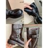 Cowhide Version~ Grape Ma with the Same Height Increase of 4cm, Two Kinds of Tube Height, Double Buckle Boots, Thick-soled Knight Boots, Women's Boots