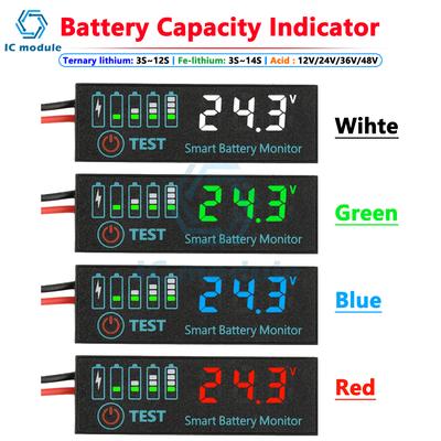 DC 7-55V LED Pil Kapasitesi Göstergesi Voltaj Şarj Göstergesi Asit/Lityum Evrensel Pil Şarj Gösterge Kartı 3S-14S