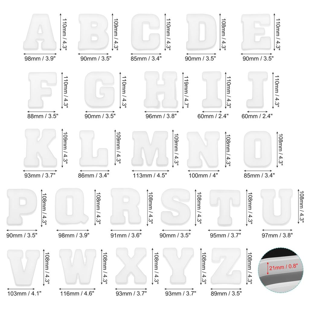 Uxcell Großbuchstaben-Harzform, Großbuchstaben, englisches Alphabet, Silikonform, Wortzeichen, Kunst, DIY, Handwerk, Party-Dekoration, 26 Stück AZ