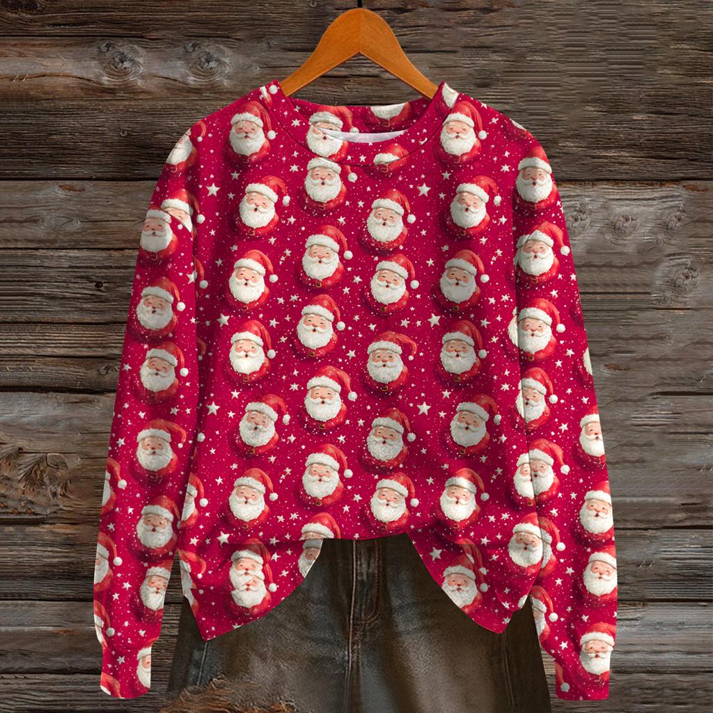 Damemote Langermet Christmas Snowman Snowflake Print Jakke Cardigan