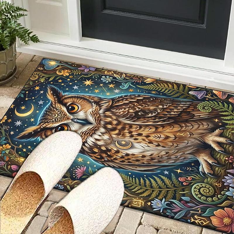 Moonlit Owl Fantasy Office Rug Chair Mat, Entryway Carpet, Suitable for Front Door, Bedroom, Living Room, Desk, Holiday Gift