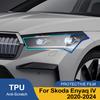 Kit in vinile PPF antigraffio pretagliato, pellicola protettiva per fari in TPU nero fumé ad alta lucentezza premium per Skoda Enyaq iV 2020-2025