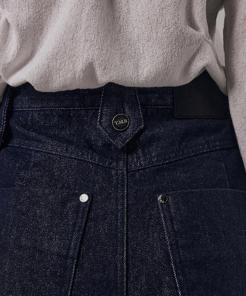 Teulimingbeodeu Front Yoke Denim Long Skirt [Raw Denim]