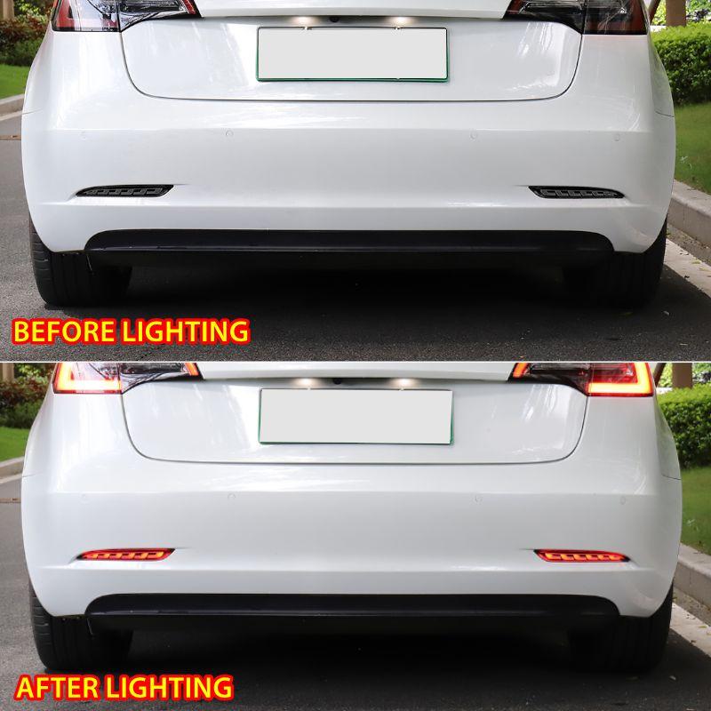 2 Stück/Satz Auto Heckstoßstange Bremslicht Dynamische Blinkleuchte Für Tesla Modell