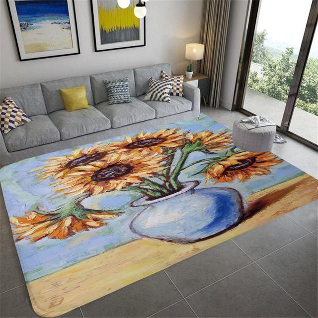 Slunečnice Rostliny v květináčích Retro koberec Moderní obývací pokoj Pohovka Koberce Dekorace domova Předsíň Ložnice Koberec do koupelny Rohož ke vchodovým dveřím