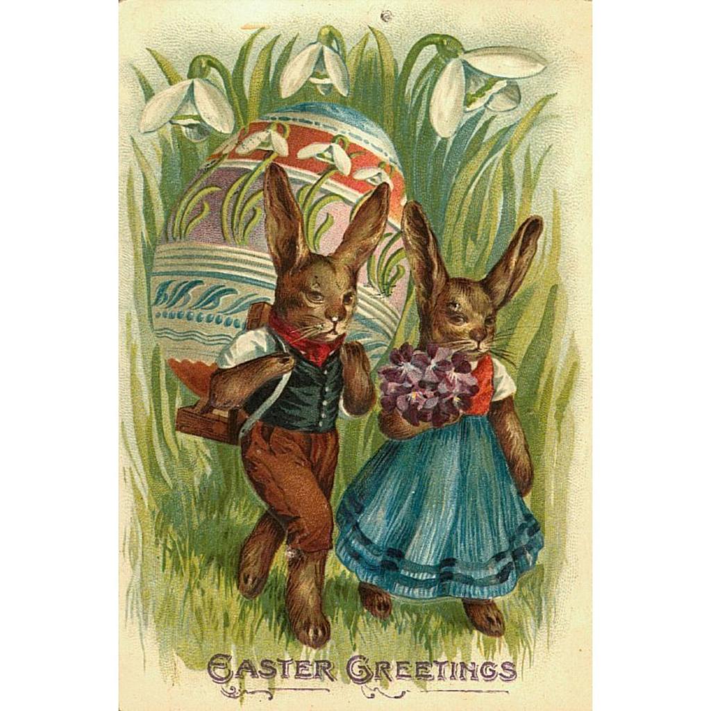 Easter Metal Wall Art Decor Vintage Cartoon Bunny Rabbit Rustic Tin Sign Home