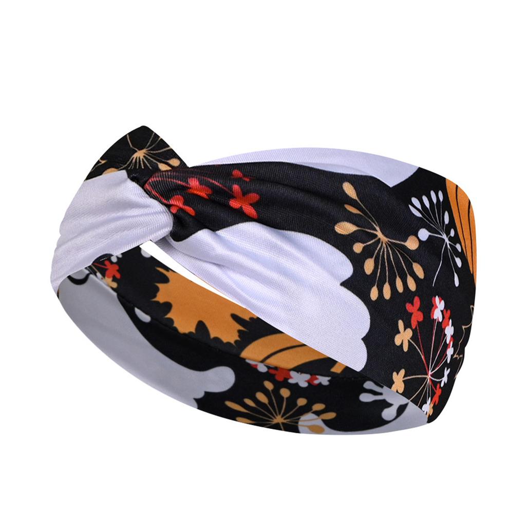 Halloween Print Wide Knotted Headband for Women and Girls Soft Stretchy Fabric Head Wrap with Festive Patterns