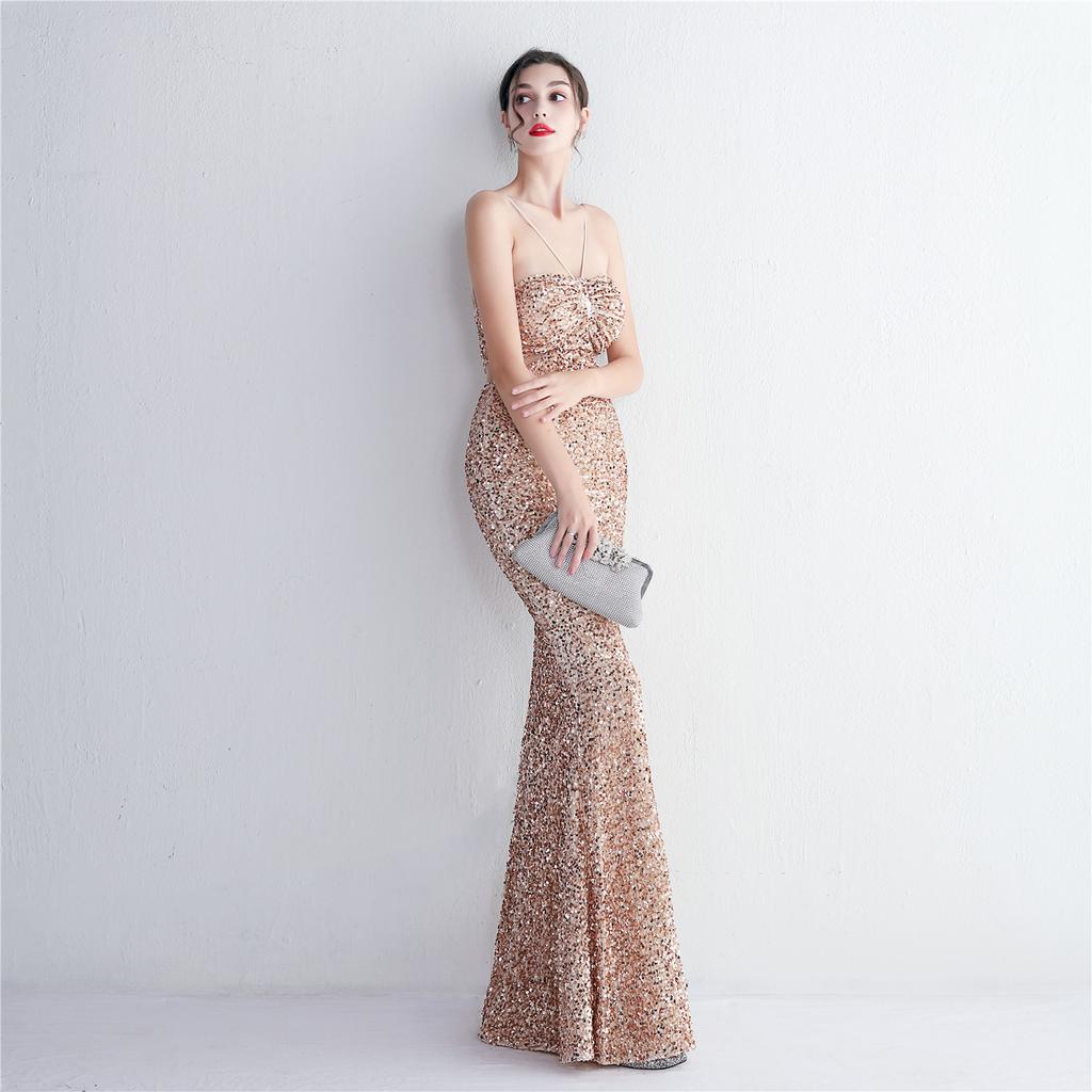 Vestido longo de lantejoulas para festa, vestido noturno para banquete, vestidos de noite
