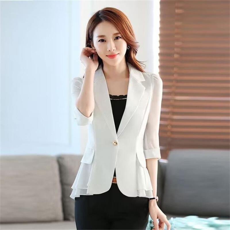 Three-Quarter Sleeve Mesh Professional Blazer Jacket Women's Short  Design Sense Suit Summer Sun Protection Coat