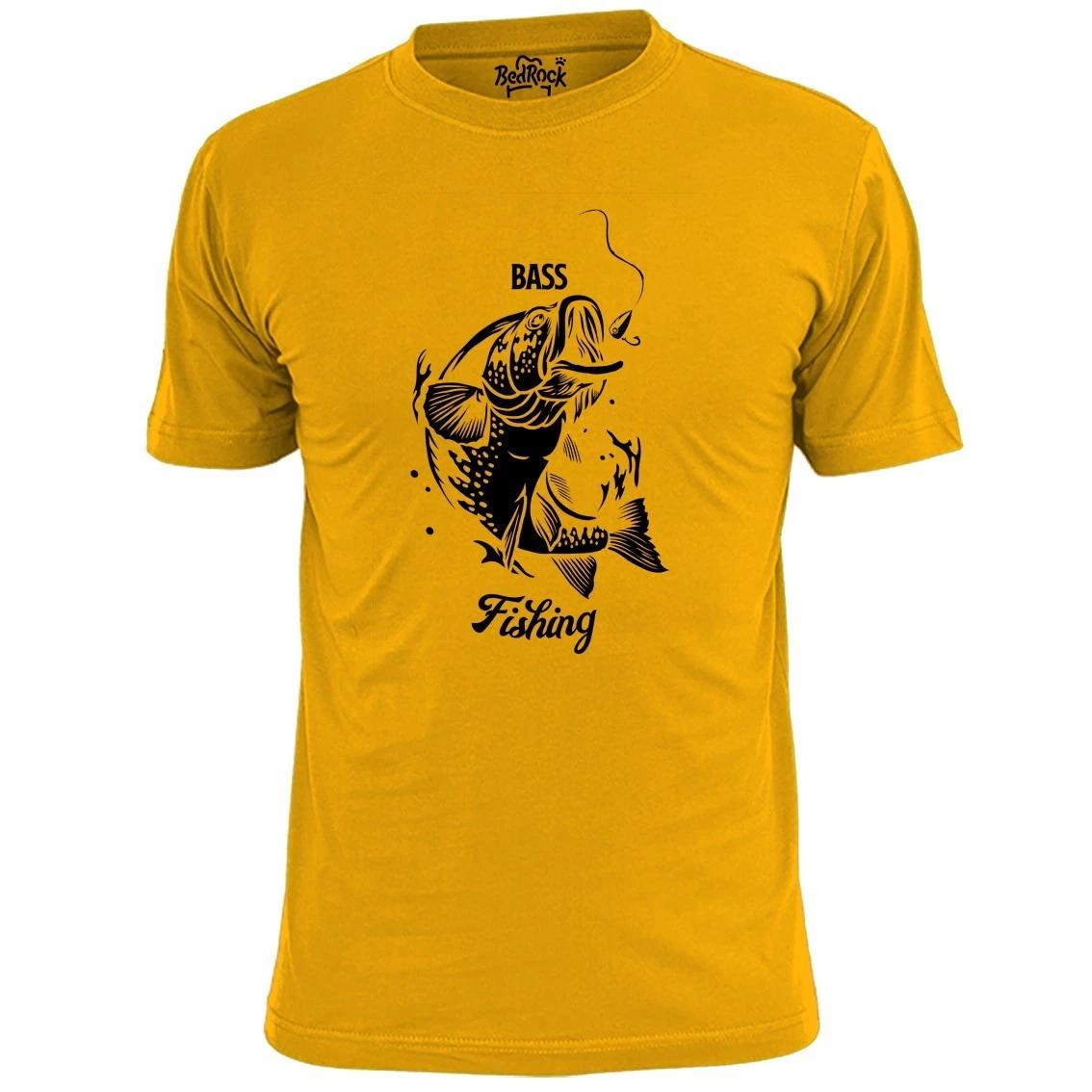 Mens Bass Fishing Stencil T shirt Angling Fish Rod Bait 4XL