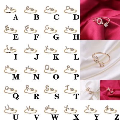 Bague en cuivre avec 26 lettres de l'alphabet anglais, mode exquise