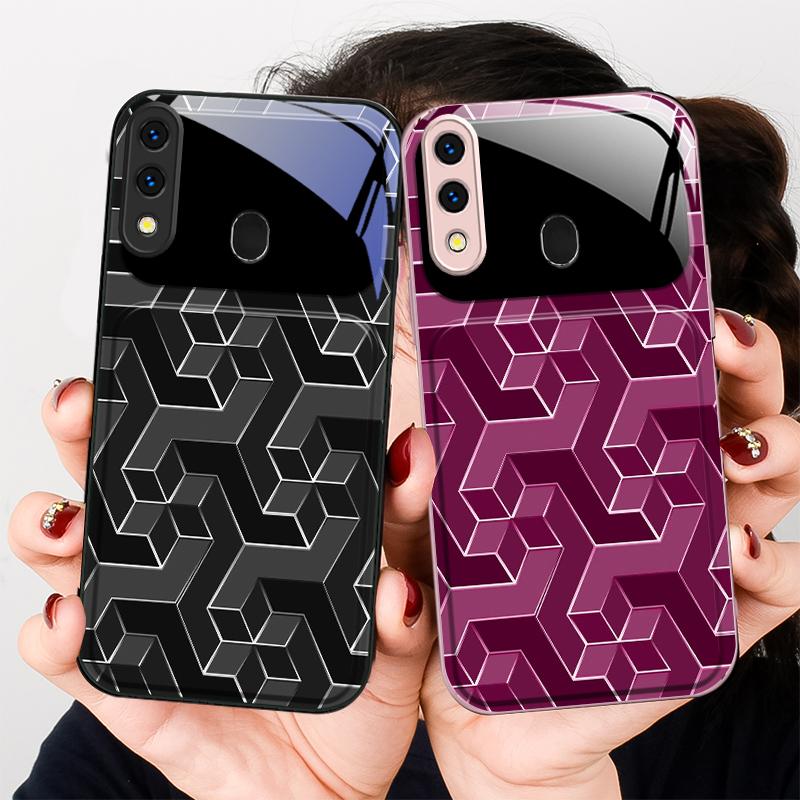 Abstraktes geometrisches Gitter Für Samsung A20 30 22 23 24 25 26 31 32 33 34 35 42 50 51 52 53 54 55 56 70 71 72 73 Glas-Handyhülle