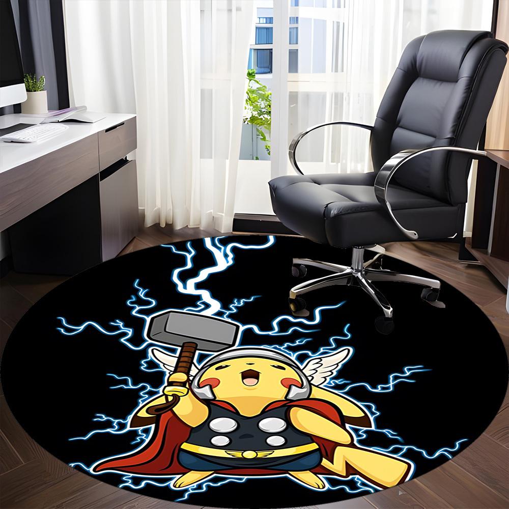 1pc Pikachu Thor Chair Carpet for Office - Indoor Non-Slip Washable Polyester Fiber Carpet, Soft Comfortable Mat For Office Yy250928026