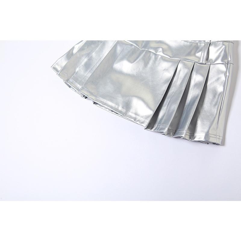 Spring Summer Women's Solid Color Slim-fit Street Fashion High Waist Skirt Pleated Skirt