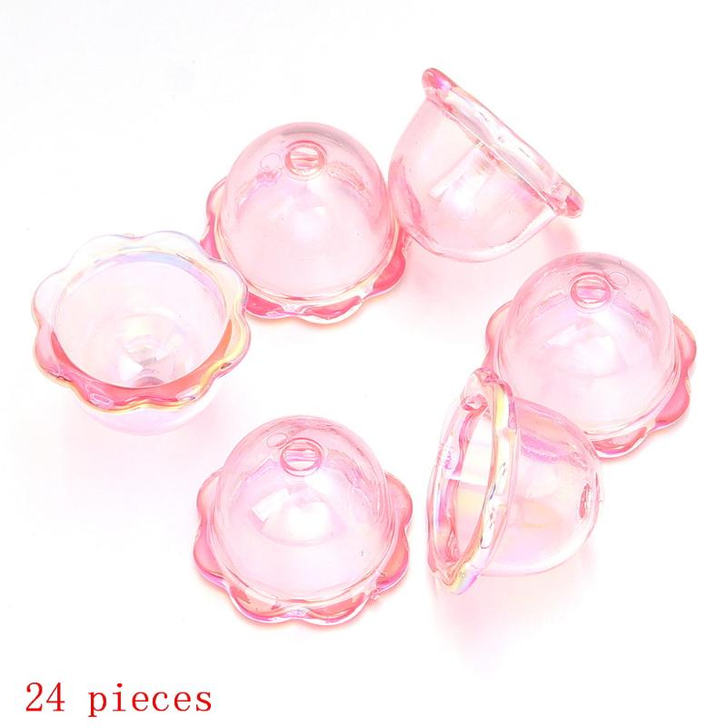 DIY Keychain Jewelry 6 24Pcs Transparent Wind Bell Acrylic Beads Multiple Sizes for Bracelet Necklace Hanging Decoration