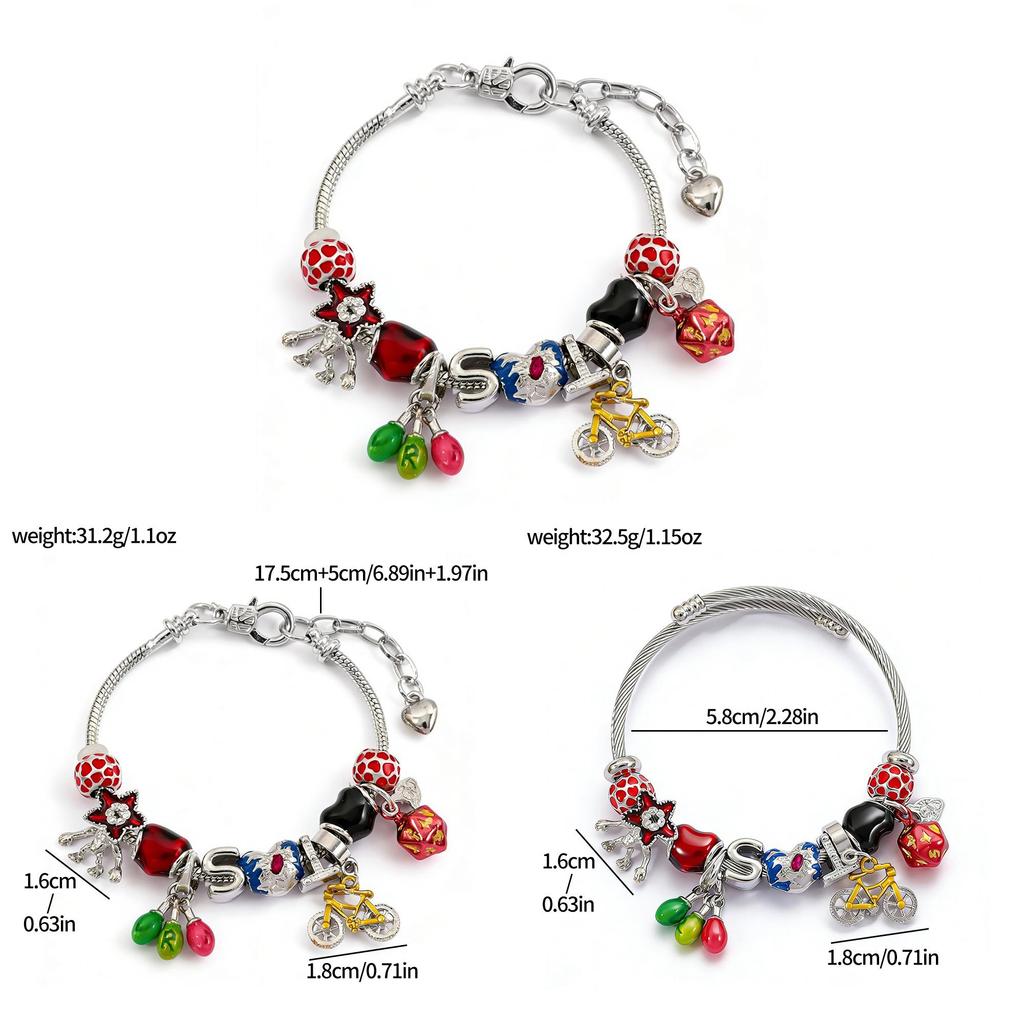 Stranger Things Diy Bead Bracelet With Zinc Alloy Charms For Gift Giving