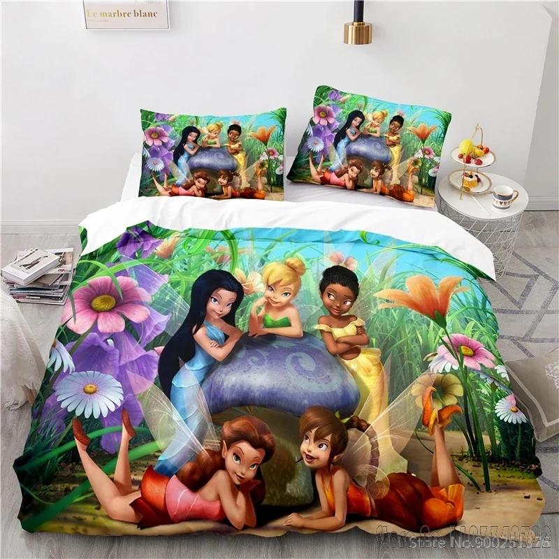 Tinker Bell  Fairies 3D Print Duvet Cover Set HD Comforter Cover Bedclothes for Kids Bedding Sets Bedroom Decor